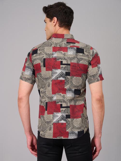 Men Grey Printed Casual Shirt (GBMKPR708H)