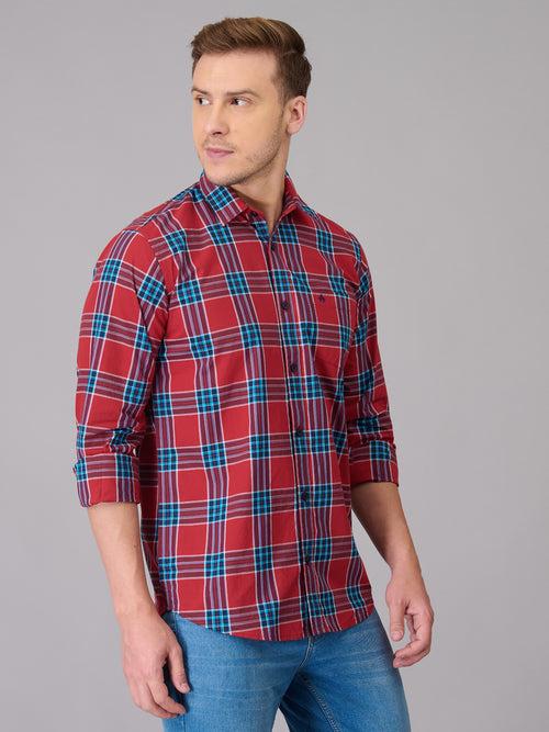 Men Red Quad Checks Shirt (GBHM23ED16)