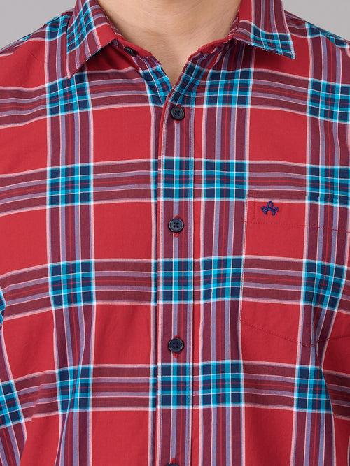 Men Red Quad Checks Shirt (GBHM23ED16)