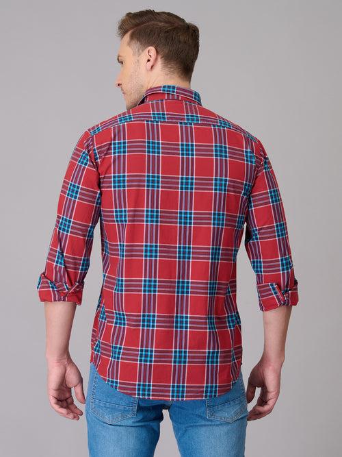 Men Red Quad Checks Shirt (GBHM23ED16)