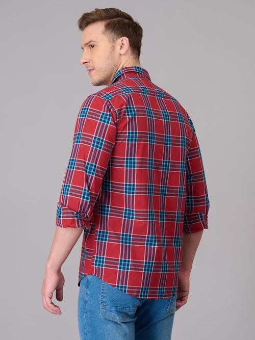 Men Red Quad Checks Shirt (GBHM23ED16)