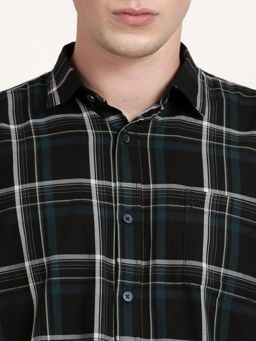 Men Green Checked Casual Shirt (GBHM5023)