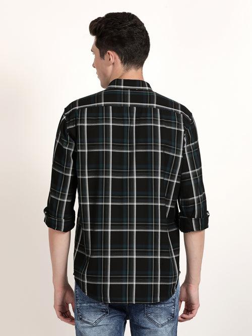 Men Green Checked Casual Shirt (GBHM5023)