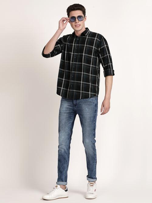 Men Green Checked Casual Shirt (GBHM5023)