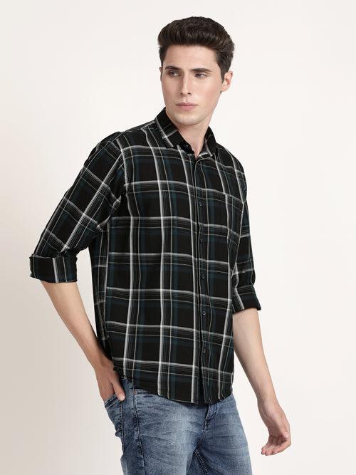 Men Green Checked Casual Shirt (GBHM5023)