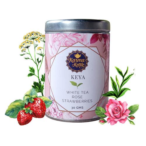 Silver tips white tea with rose and strawberries