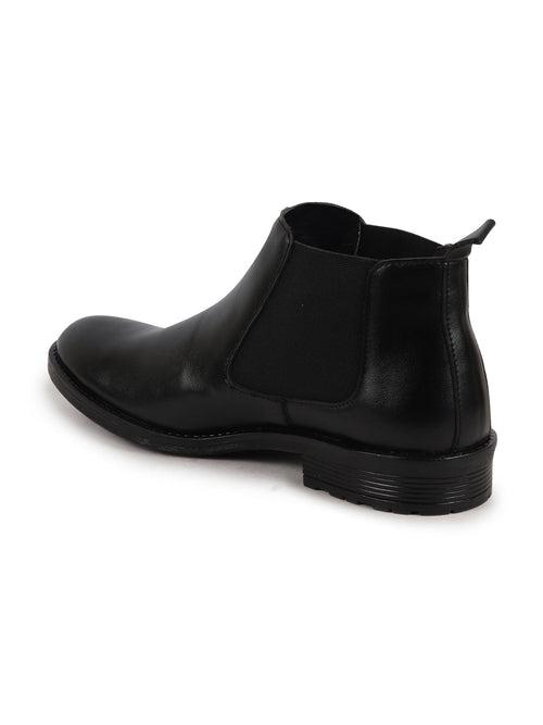Men Black Formal Slip On Mid Top Ankle Classic Buckle Monk Strap Chelsea Boots