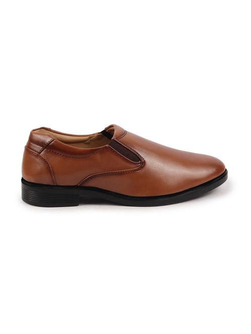 Men Tan Uniform Dress Anti Skid Sole Slip On Formal Shoes For Office|Work|Party