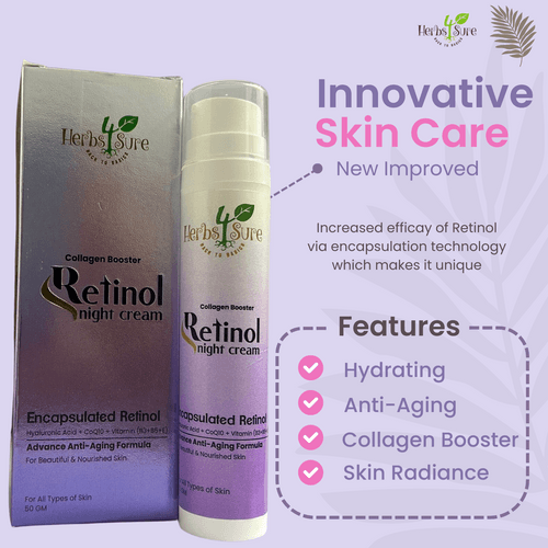 COLLAGEN BOOSTER ENCAPSULATED RETINOL CREAM with Hyaluronic acid + Co Enzymes + Vitamin B3+B5+E - NIGHT CREAM FOR DULL MATURE SKIN-COMBAT FINE LINES WRINKLES