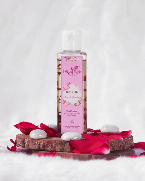 ROSE GERANIUM AFTER BATH BODY OIL - NON STICKY-FAST ABSORBING- LIGHT BODY SERUM