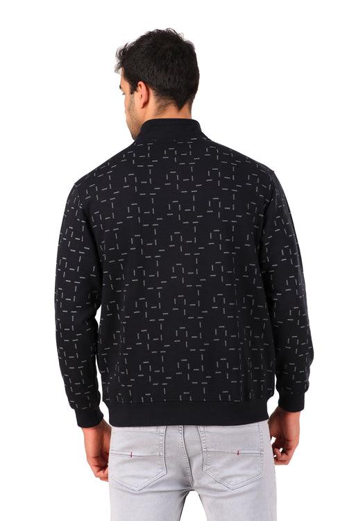 Men's Henley Neck Full Sleeve Printed Sweat Shirt