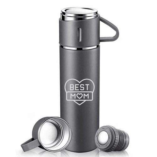 Tea Coffee Flask With 2 Cups for Mom - Stainless Steel Vacuum Thermos 500ml - Best Mom