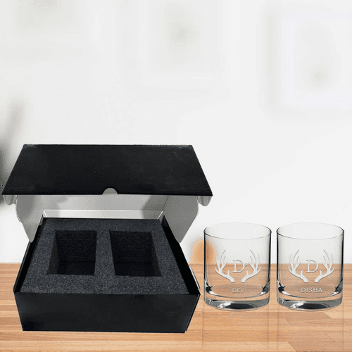 Personalized Whiskey Glasses for Couple Whiskey Glass Gift Set of 2