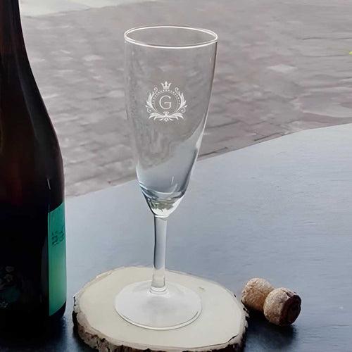 Personalized Engraved Champagne Flutes with Initial