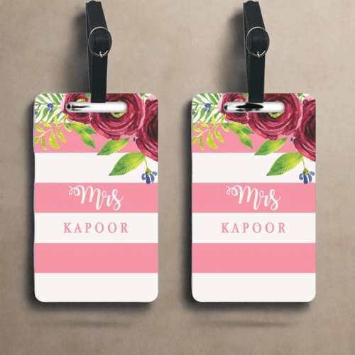 Personalized Suitcase Tags for Mrs - Women Luggage Tags - Set of 2