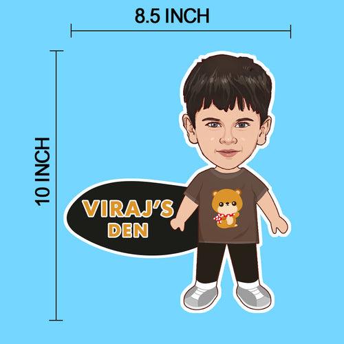 Caricature Name Plate for Kids Bedroom - Personalized Name Board for Girls and Boys