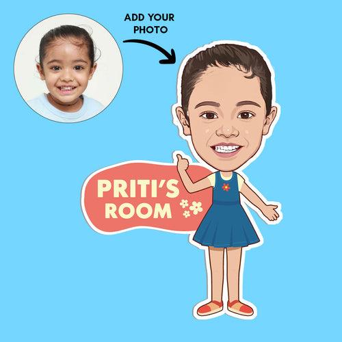 Caricature Name Plate for Kids Bedroom - Personalized Name Board for Girls and Boys