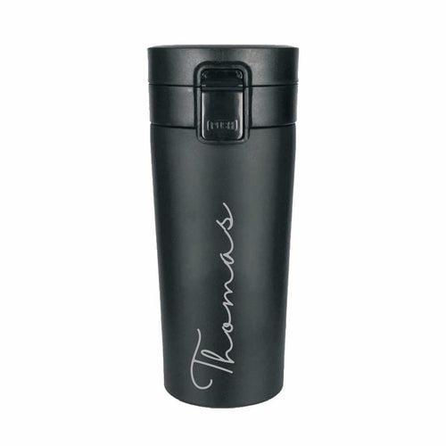 Personalized Travel Coffee Flask Sipper With Name Engraved  Calligraphy - Set of 2