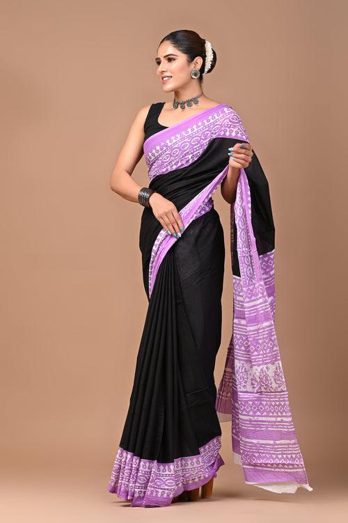 Exclusive Printed Pure Cotton Mulmul Saree With Blouse