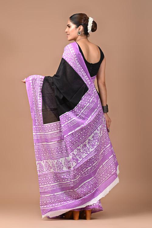 Exclusive Printed Pure Cotton Mulmul Saree With Blouse