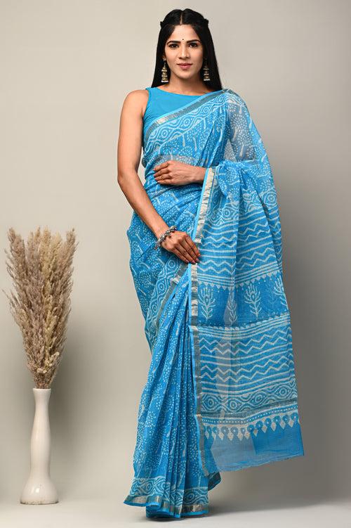 Exclusive Hand Block Printed Kota Doria Saree