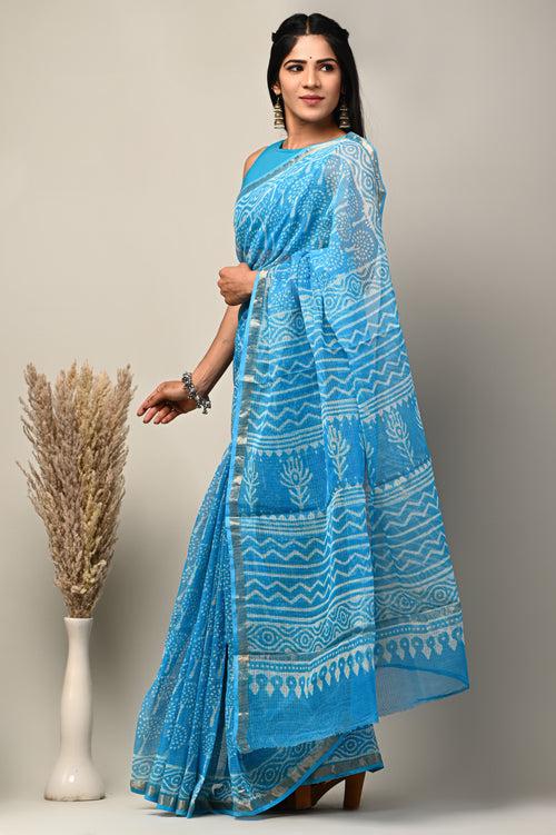 Exclusive Hand Block Printed Kota Doria Saree