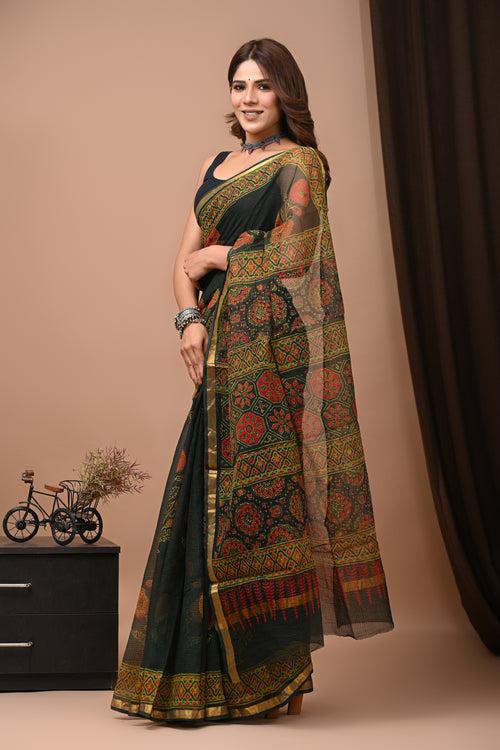 Exclusive Hand Block Printed Kota Doria Saree