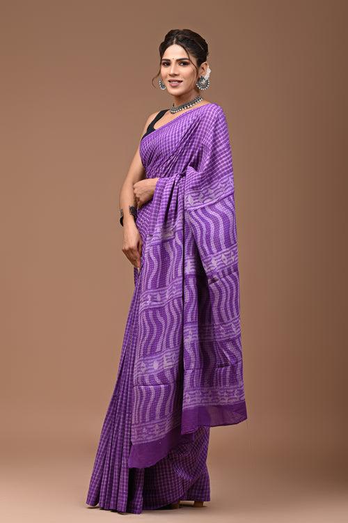 Hand Block Printed Pure Cotton Saree