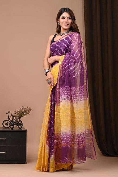 Crafts Moda Shibori Tie & Dye Kota Doria Saree With Blouse