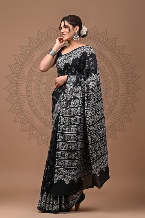 Hand Block Printed Pure Cotton Saree