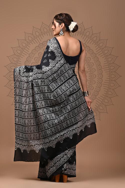 Hand Block Printed Pure Cotton Saree