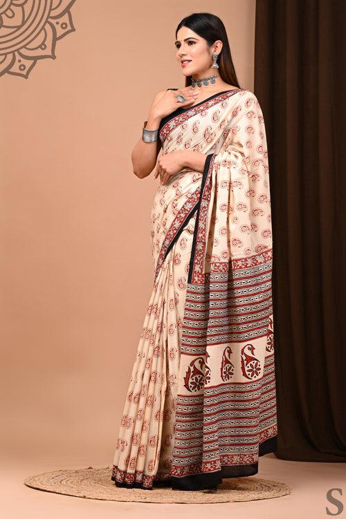 Hand Block Printed Pure Cotton Saree