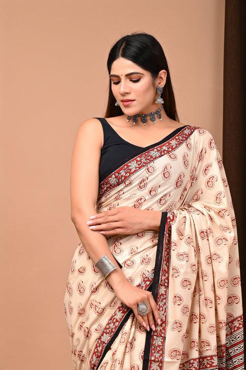 Hand Block Printed Pure Cotton Saree