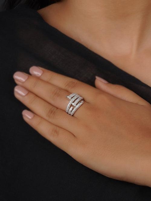 CZRNG80 - White Color Silver Plated Faux Diamond Ring