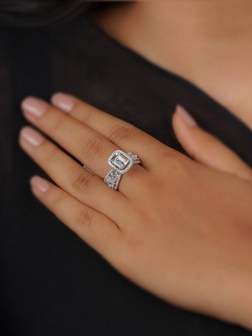 CZRNG85 - White Color Silver Plated Faux Diamond Ring