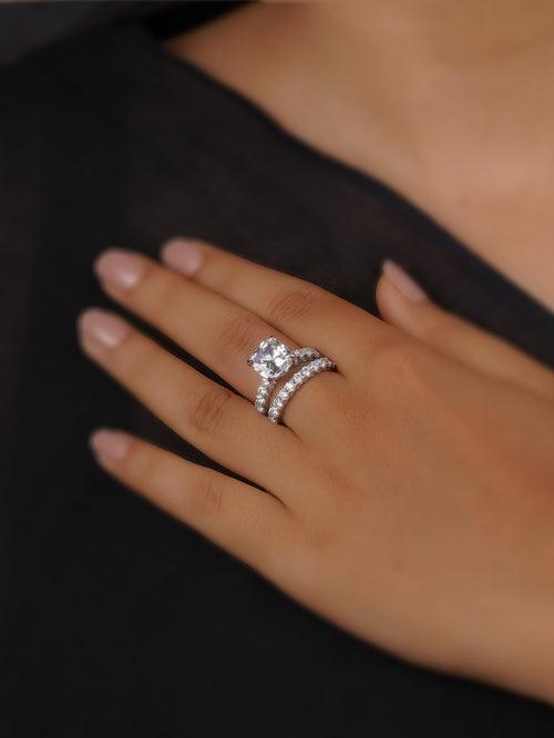 CZRNG87 - White Color Silver Plated Faux Diamond Ring