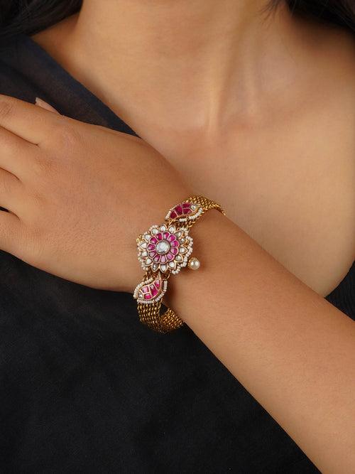 EK-BRAC12GP - Pink Color Gold Plated Tribal Bangles