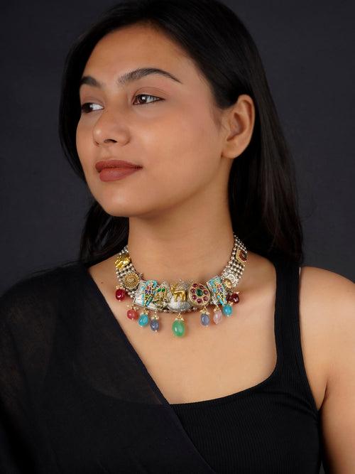 EK-SFNECK511A - Multicolor Tribal Necklace