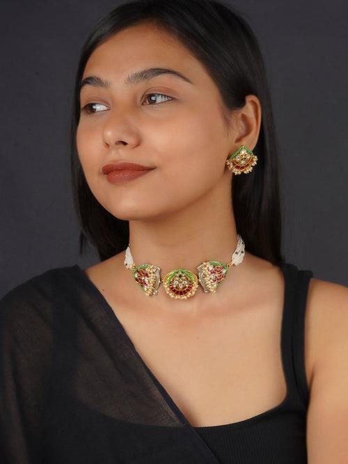 EK-SFSET184A - Multicolor Tribal Necklace Set