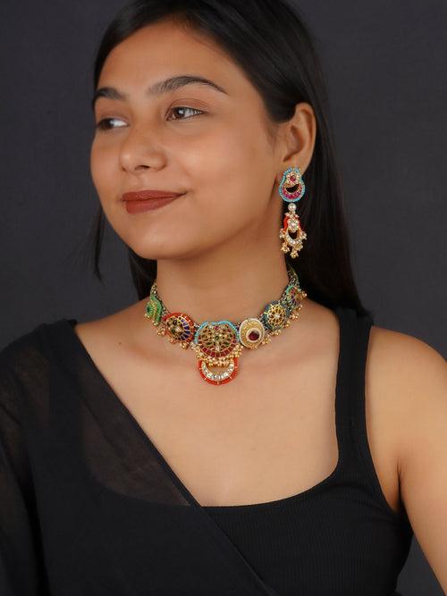 EK-SFSET228M - Multicolor Tribal Necklace Set