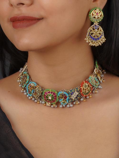 EK-SFSET236MA - Multicolor Tribal Necklace Set