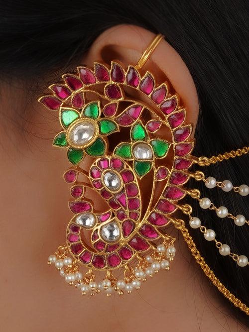 ME1160M - Multicolor Gold Plated Jadau Kundan Earrings