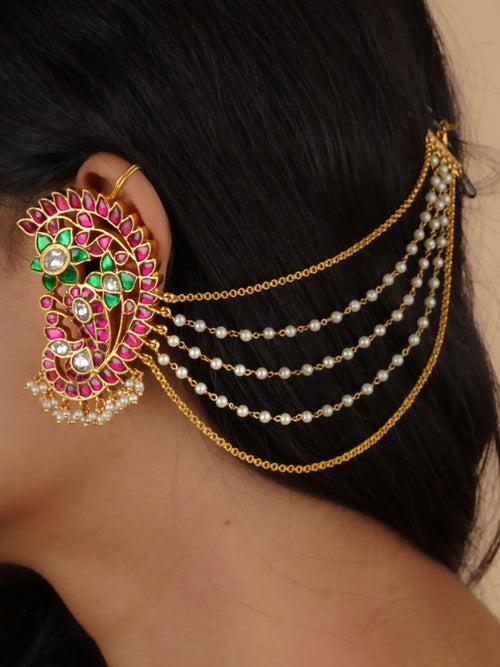 ME1160M - Multicolor Gold Plated Jadau Kundan Earrings