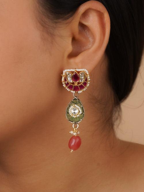 MR-E203WP - Pink Color Mishr Earrings