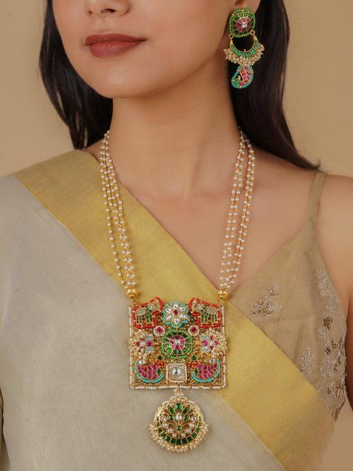 MR-S697M - Multicolor Gold Plated Mishr Necklace Set