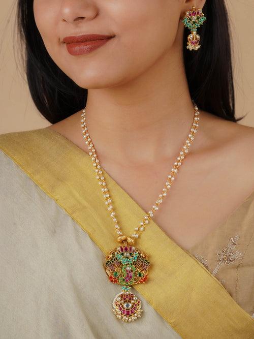 MR-S705M - Multicolor Gold Plated Mishr Necklace Set