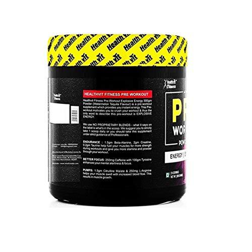 Healthvit Fitness Pre-Workout Explosive Energy 300gm Powder (Watermelon Tequila Flavour)