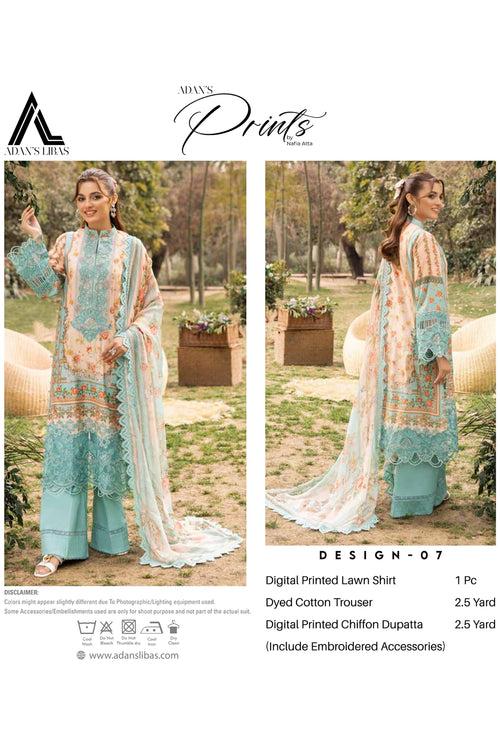 ADANS PRINTS BY NAFIA ATTA LAWN EMBROIDERED 2024