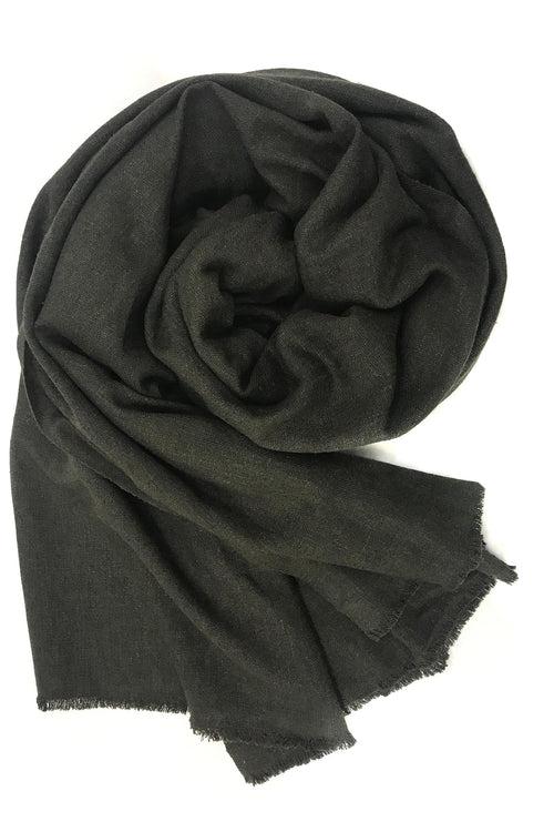 Olive Silk  Cashmere Scarf