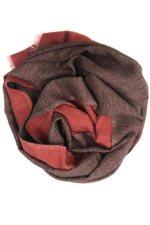 Coral Rust Modal Silk Wool Cashmere Men Scarf.